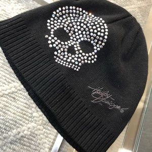 Harley Davidson rhinestone skull beanie